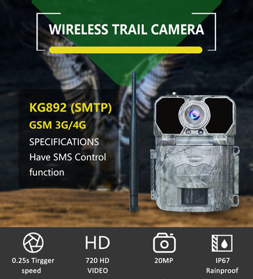 smtp 4G sans fil dynamique de caméra cellulaire de jeu de 25m IR MMS GPRS