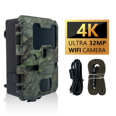 KW866 Chemin de chasse WIFI Caméra imperméable à l'eau IP67 OEM/ODM 512 Go de stockage Carte mémoire SD 32MP 4K