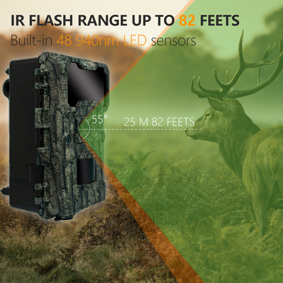 KW696 caméra de chasse en plein air double objectif 30MP caméra de piste sans lueur 1080p vision nocturne 512G pour
