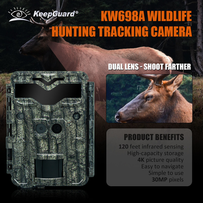 KW698A caméra de chasse à double objectif 2 capteurs caméra de reconnaissance 4K caméra de jeu de vision nocturne
