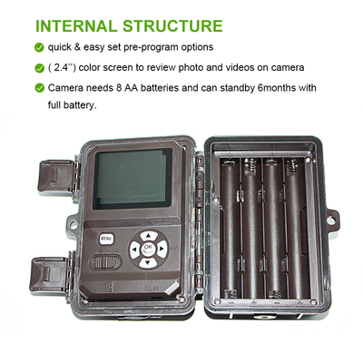 Caméra de piste ODM/OEM KW571 imperméable à l'eau IP67 Sensor CMOS sans éclat 30MP photo 1080P 0,25s vitesse de déclenchement vision nocturne