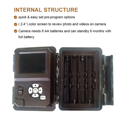 Caméra de chasse KW698A double objectif 1080P 30MP imperméable à l'eau IP67 jusqu'à 512GB de stockage vision nocturne 0,25s déclencheur de jeu caméra