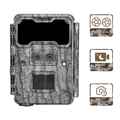 Caméra de chasse en plein air KW696 double objectif 30MP imperméable à l'eau IP67 1080p vision nocturne jusqu'à 512GB de stockage caméra de piste sans lueur