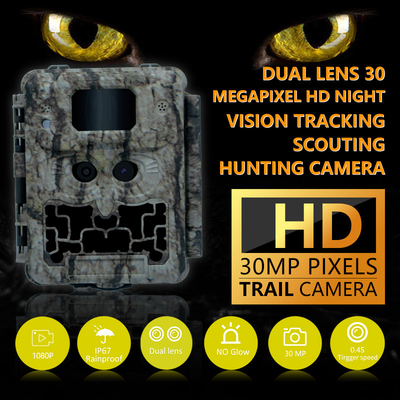 Caméra LED sans éclat de 30 MP pour le jeu de chasse à la vision nocturne avec vidéo 1080P et capacité de carte mémoire de 512 Go