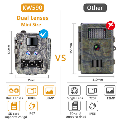 Caméra LED sans éclat de 30 MP pour le jeu de chasse à la vision nocturne avec vidéo 1080P et capacité de carte mémoire de 512 Go