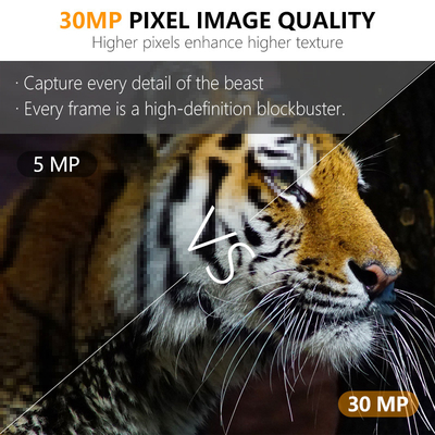 Caméra LED sans éclat de 30 MP pour le jeu de chasse à la vision nocturne avec vidéo 1080P et capacité de carte mémoire de 512 Go