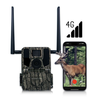 Caméras de chasse et de piste Panneau solaire 4G Caméra sans fil KW897 avec antennes doubles 100 pieds Portée nocturne 36MP Vidéo 2K à 30fps