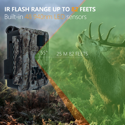 Caméra de surveillance KW591 sans éclat avec deux capteurs 1080P imperméable à l'eau IP67 0.4s déclencheur jusqu'à 512GB de stockage pour la chasse