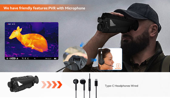 Binoculaires thermiques avec un dispositif de vision nocturne à 850 nm doté d'un zoom numérique 8x