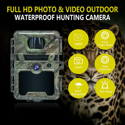 Mini caméra sans fil de surveillance de la faune avec camouflage 30MP IP66 imperméable à l'eau et fonction PIR pour la chasse et la sécurité