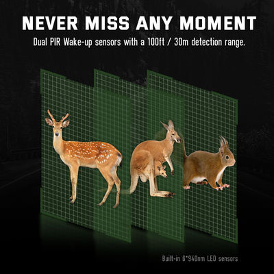 Jeu des caméras 4K de chasse de 32MP Dual Lens HD aucune caméra de faune de lueur