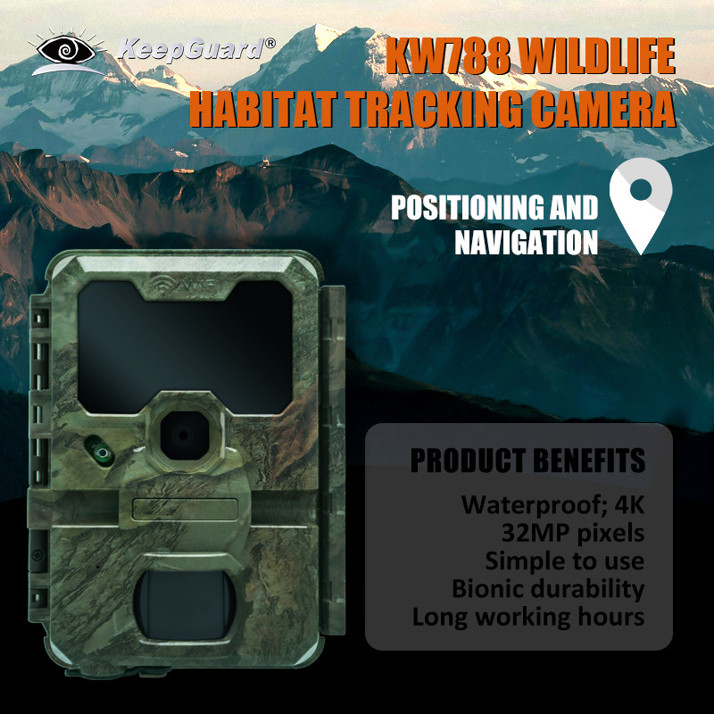 KW788 Caméra de chasse caméra imperméable à l'eau 4K 32MP vision nocturne caméra infrarouge imperméable caméra forestière