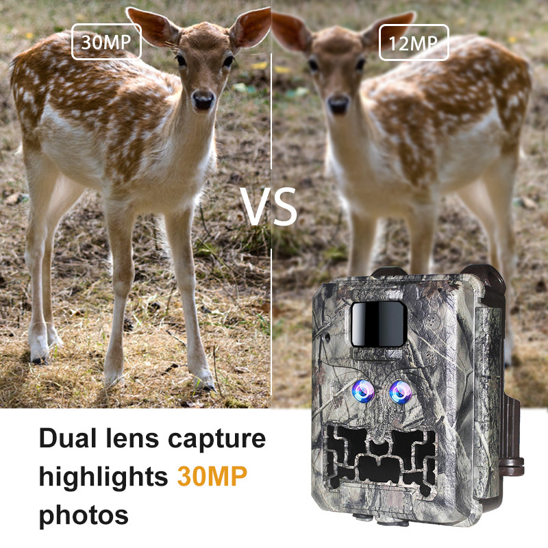 Caméra de chasse KW591 sans éclat double capteur 1080P imperméable à l'eau IP67 0.4s vitesse de déclenchement jusqu'à 512 Go de stockage Caméra de chasse