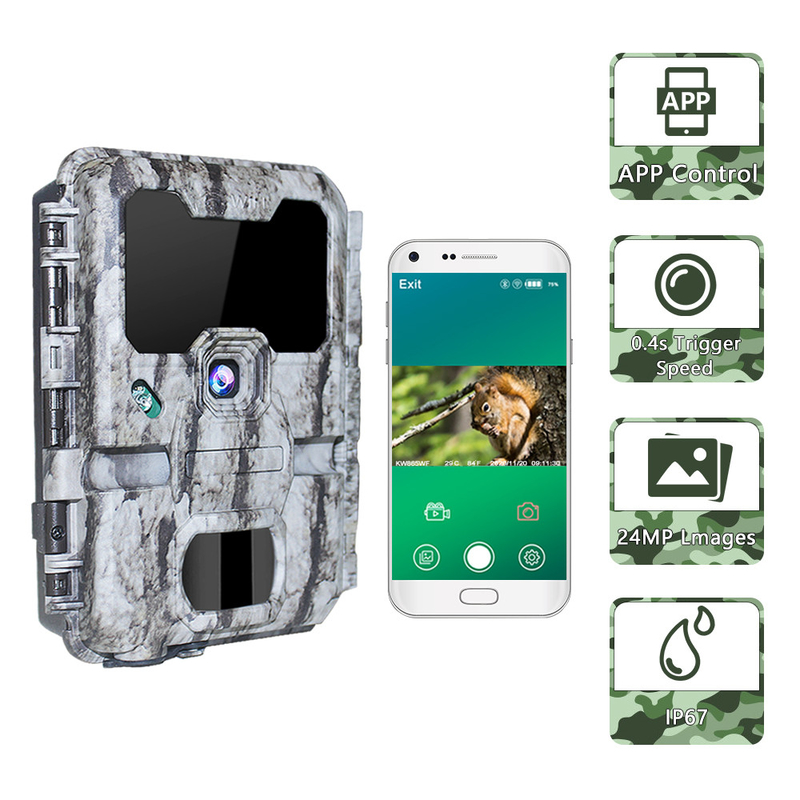 La caméra 24MP Scouting Camera No de traînée de jeu rougeoient fonction infrarouge noire de wifi de déclencheur de la vision nocturne 0.25s